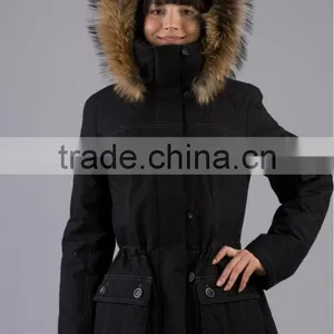 2014 Hot Sales Cheap OEM High Quality Fake Fur Hoody Nylon Waterproof Functional Skiwear for Women (WJMEGGI01) thumbnail-1