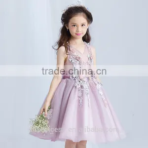 Best Quality Purple Handmade Decoration Girl Party Wear Western Dress thumbnail-2