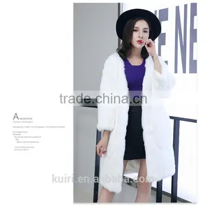 New Arrival Long Genuine Gray Rex Rabbit Fur Coat for Women Fashion Warm Real Fur Coats Plus Size Winter Jacket thumbnail-3