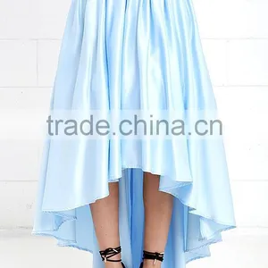 Latest Banded Waist Pleated Skirt Fashion High Low Design Maxi Skirt 2016 thumbnail-1