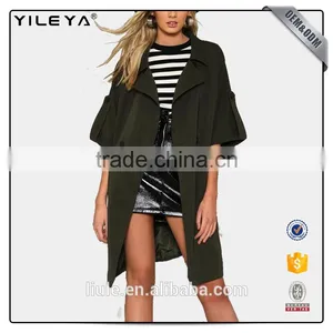 Long Style Brown Women Loose Dust Coat With Waistband thumbnail-1