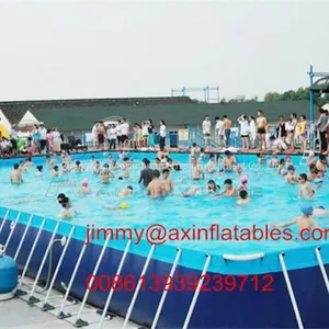 Custom 0.9MM PVC Tarpaulin Inflatable Water Park Equipments,Rectangular Metal Frame Pool thumbnail-3