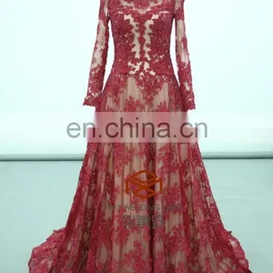 Zuhair Murad Dresses Price Red Carpet Long Sleeve Lace Celebrity Dress HMY-D170 Real Model thumbnail-2