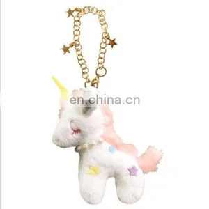 Customized Mini Animal Plush Toy Unicom and Key Chain,stuffed Horse Peral Necklace thumbnail-1