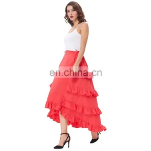 Belle Poque Women's Costume Cotton Red Retro Vintage Gothic Skirt High Low Skirt BP000222-2 thumbnail-4