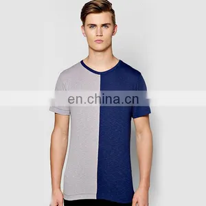 New Arrival Round Neck Contrast Color Half Panel Oversized Tshirt Wholesale thumbnail-4