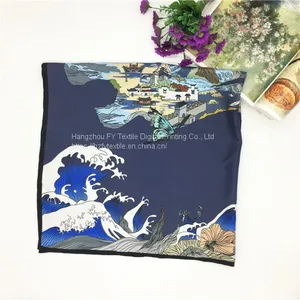 100%Silk Feeling Digital Printing Custom Silk Scarf thumbnail-3