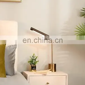 Amazon Hot Nordic Luxury Modern Bed Side Lamp Gold Metal Wooden Copper Table Lamp Decorative for Home Hotel thumbnail-1