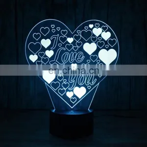 Heart Shape 7 Color Changing 3d Acrylic Led Night Light Lamp Valentine Day Gifts thumbnail-4