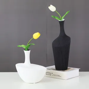 Personalised Tall Thin Large Big White Black Small Bore Ceramic Vase For Living Room TV Bench thumbnail-3