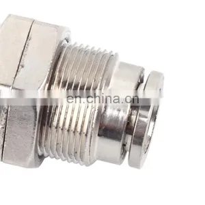 Wholesale Pneumatic Nickel-plated Brass Straight Through Push to Connection Pipe Fittings thumbnail-1
