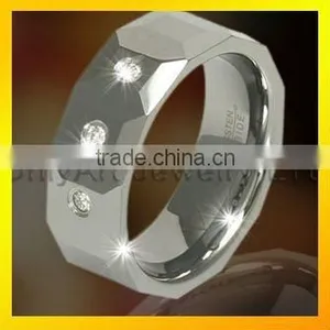 Wholesale CZ Inlaid Mens Tungsten Ring Jewllery With Facets Paypal thumbnail-1