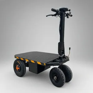 Electric Mini Cargo Flat Cart Small Hand Push Flatbed Trolley thumbnail-1