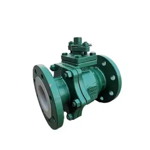 High Quality Q41F46 Manual Fluorine Lined Ball Valve Flange Soft Seal Ball Valve Carbon Steel Fluorine Lined Ball Valve thumbnail-2