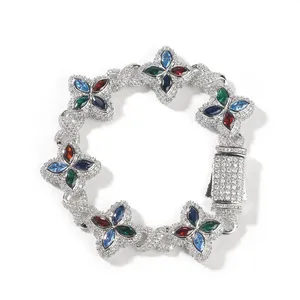 Colorful Flower Zircon Bracelet Multi-Color Crystal Bracelet Floral Inifinity Chain Statement Jewelry For Women Party Gifts thumbnail-1