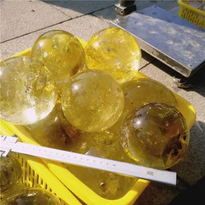 50-80mm Diameter Natural Rainbow Citrine Crystal Sphere Ball thumbnail-5