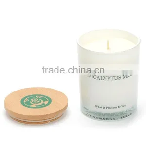8oz Painted White Glass Candle Jars With Wood Lid for Making Scented Candles Quality Choice thumbnail-2