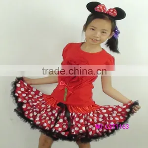 Red Flower Girl Pettiskirt Set Polka Dot Bloom Kids Outfits Mickey Spot Child Tutus Suit thumbnail-1