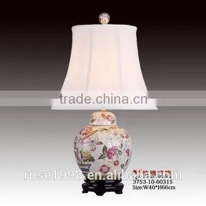 Chinese Ceramic With Wood Base and Classic Lamp Shade thumbnail-1