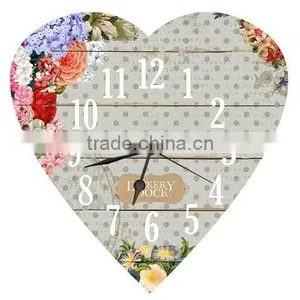 New Design Heart Style Wooden Wall Clock thumbnail-3