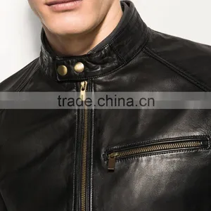 Leather Jacket With Brass Zips Wholesale thumbnail-3