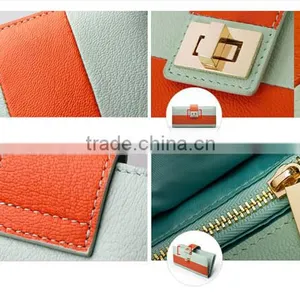 Contrast Color Low Price Ladies Leather Hand Made Wallet Purse thumbnail-5