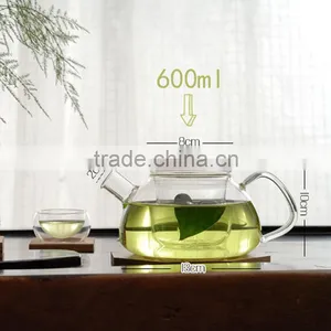 Top Quality 600ml Bamboo Lid Teapot Chinese Borosilicate Heat Resistant Teapot Glass Teapot thumbnail-2