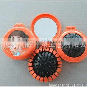 Colorful Round Foldable Hair Brush With Mirror thumbnail-3