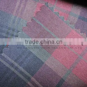 Polyester Plaid Yarn Dyed Dark Red Fabric for Garment thumbnail-1