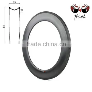 700C 88mm Carbon Fiber Rims for Track Bike, High Stiffness Carbon Fiber Rims 20.5mm / 25mm Width Track / TT Bike Wheelset thumbnail-1