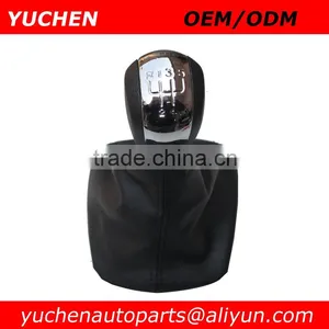 YUCHEN Car Shift Gear Knob With Black/Beige Leather Boot For Skoda Octavia II A5 MK2 2004-2010 thumbnail-1