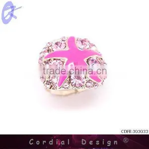 Hot Sale Wholesale Starfish Style Fashion Cute Rhinestone Ring thumbnail-1