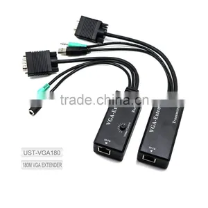 VGA 180M Extender Female To Lan Cat5 Cat5e RJ45 Ethernet Female Adapter thumbnail-1