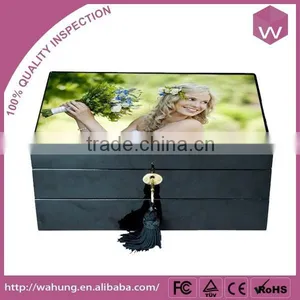 Elegant Blue Pearl Jewelry Box & MDF Jewellery Boxes With Lock And Key For Sale thumbnail-2