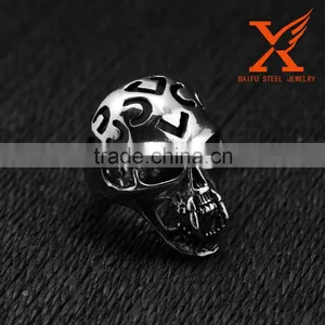 In Stock 2016 Fashion Punk Alien Skull Rings Man 316L Stainless Steel Fashion Jewelry thumbnail-4