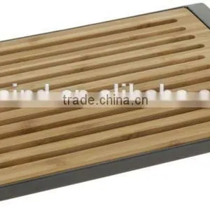 Bamboo Bread Chopping Cutting Board With Removable Crumb Catcher Holder, Bamboo Bread Cutting Board With Plastic Tray thumbnail-1