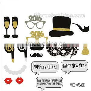 22pcs Wedding Birthday Party Supply Fun Mustache Lip Tie Glasses Hat On A Stick DIY Photo Booth Props thumbnail-3