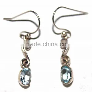 Blue Topaz 925 Sterling Silver Earring Pair Jewellery thumbnail-1