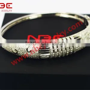 Italian Costume Silver Bangle, Hot Sale Wax Micro Pave Setting 925 Silver Bangle Jewellery Jewelry thumbnail-1