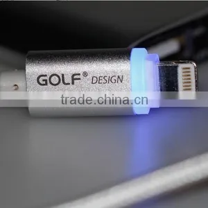 Fast Charging and Transmission Speed LED Metal Cable ,Golf LED Metal Braided Usb Cable for Lighting Smart Phone thumbnail-2