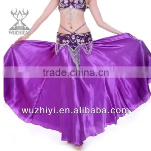 Purple Satin Belly Dance Skirt ,Arabic Belly Dance Skirt, Belly Dancing Performance Skirt thumbnail-1