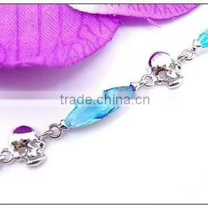 Austrian Crystal Skull Bracelet, Skull Bracelet Jewelry Wholesale, 925 Silver Bracelet Skull thumbnail-2