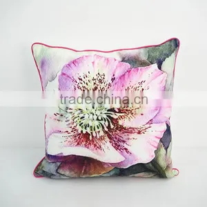 Throw Decorative Pillows Home Textile Flower Printed Pillowcase Velvet Pillow Covers With Piping thumbnail-3