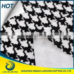 1PCS SALE!!!!Factory on Slea Spray Spandex Houndstooth Flock Knitted Fabric for Garment thumbnail-2