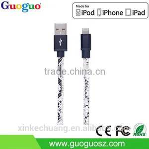 High Quality Fast Charge 8pin PU Leather Braided Mfi Usb Cable for Iphone7 thumbnail-3