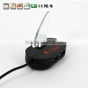 High Quality Blue Led Mini 4 Port HUB High Speed USB 2.0 Splitter Adapter Hub With Cable For Macbook PC Laptop thumbnail-4