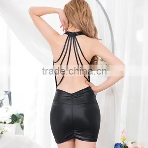Black Salem Witch Leather Sex Dress thumbnail-3