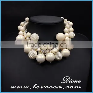 New Fashion Classy Bohemian Bib Collar Exaggerate Pearl Chain Bib Necklace thumbnail-2