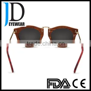 Modern Design Wood Metal Combination Round OEM Polarized Sunglasses thumbnail-4