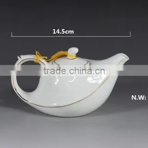 220ml White Porcelain Flying Tea Pot With Golden Line thumbnail-1
